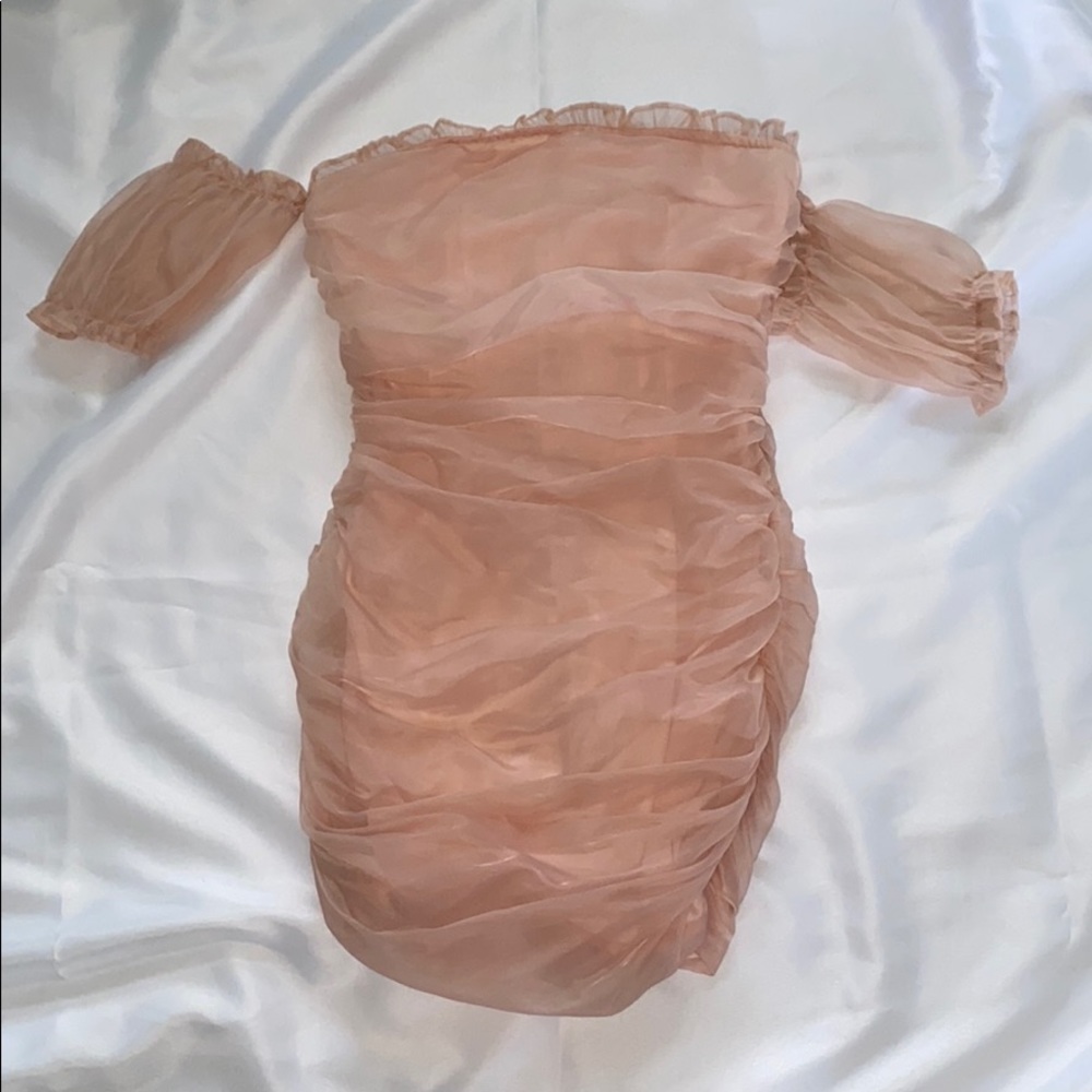 Pink Ruched Mini Dress - Picture 3 of 5